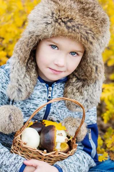 Sonbahar portre daha küçük çocuk — Stok fotoğraf