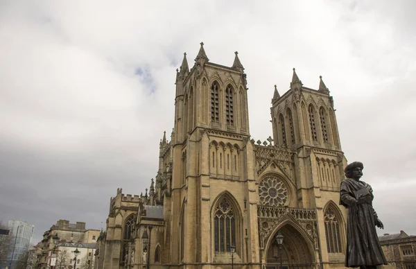 Old Historic Architecture Bristol Cathedral Cloudy Sky Stock Image