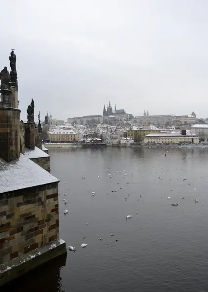 Pražský hrad se sněhem — Stock fotografie