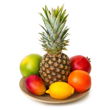 Muhteşem tropik meyveler ile plaka