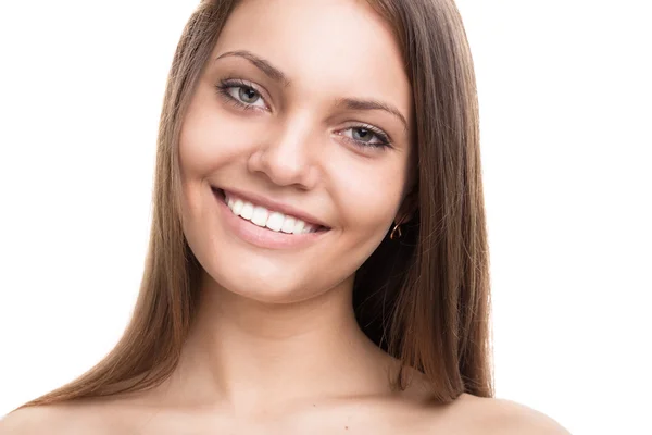 Portrait of beautiful smiling young girl with perfect skin and teeth — Stock Photo, Image