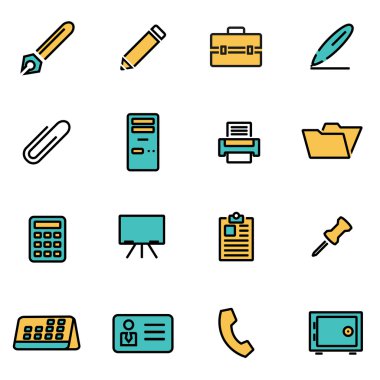 Trendy flat line icon pack for designers and developers. Vector line office set
