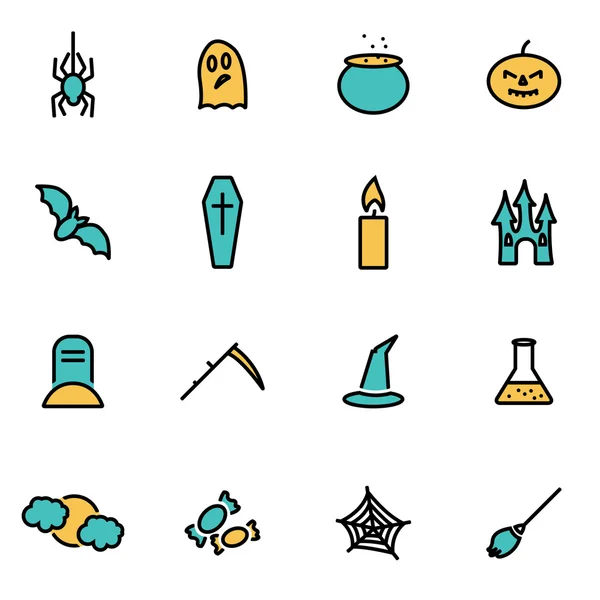 Trendy flat line icon pack for designers and developers. Vector line halloween set — Stock Vector