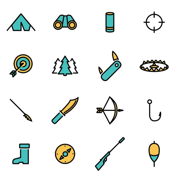 Trendy flat line icon pack for designers and developers. Vector line hunting set — ストックベクタ