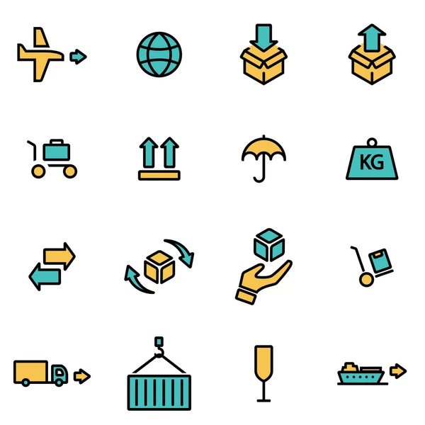 Trendy flat line icon pack for designers and developers. Vector line logistic set — Stock Vector