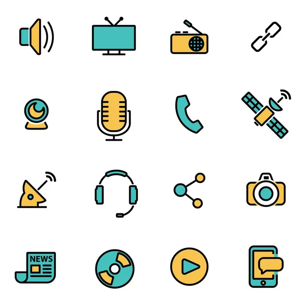 Trendy flat line icon pack for designers and developers. Vector line media set — 스톡 벡터