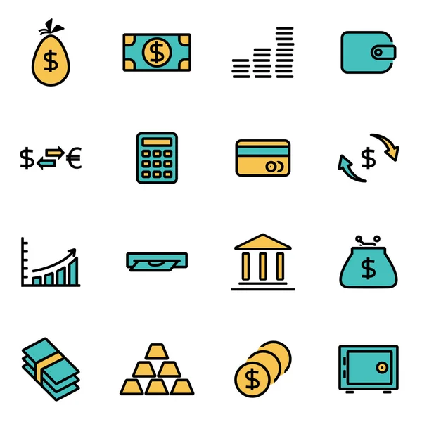 Trendy flat line icon pack for designers and developers. Vector line money set — Stock Vector