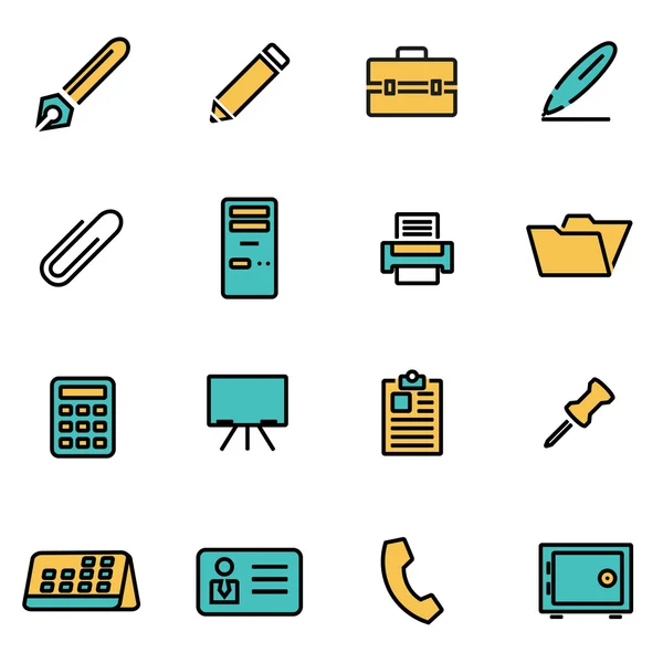 Paquete de iconos de línea plana de moda para diseñadores y desarrolladores. Set de oficina de línea vectorial — Vector de stock