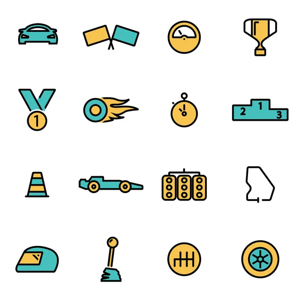 Trendy flat line icon pack for designers and developers. Vector line racing set — Stock Vector