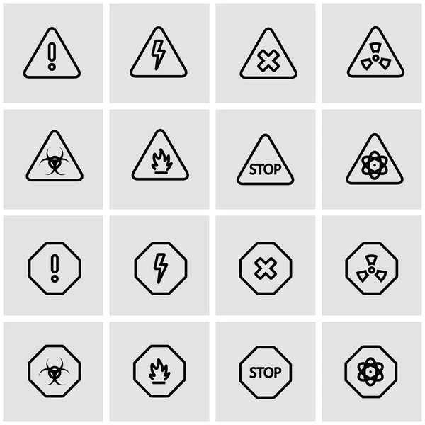 Conjunto de ícones de perigo de linha vetorial — Vetor de Stock
