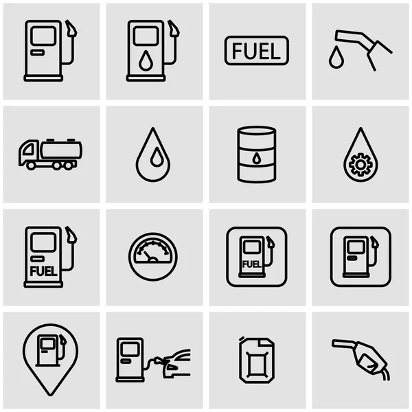 Vector line gas station icon set — Stock Vector