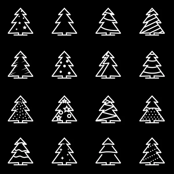 Vector line christmas tree icon set — Stock Vector