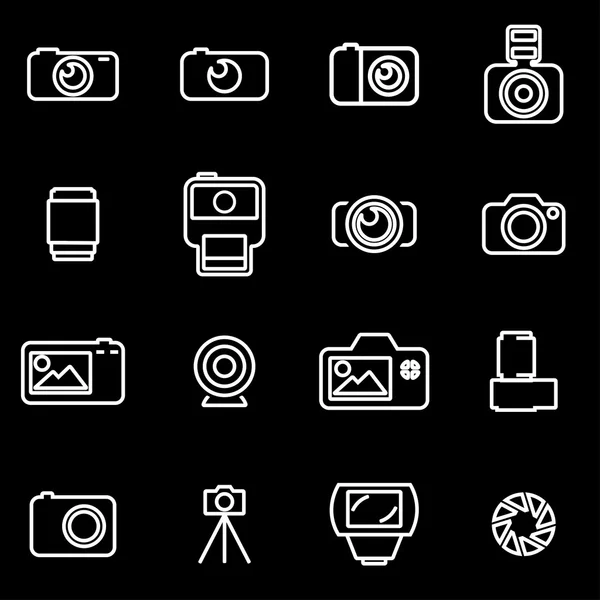 Conjunto de icono de foto de línea vectorial — Vector de stock