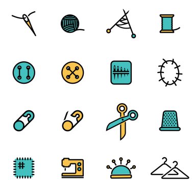 Trendy flat line icon pack for designers and developers. Vector line sewing set