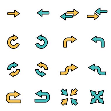 Trendy flat line icon pack for designers and developers. Vector line arrows icon set