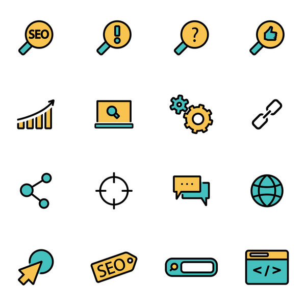 Trendy flat line icon pack for designer and developers. Сео-набор векторных линий
