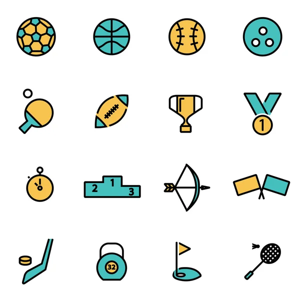 Paquete de iconos de línea plana de moda para diseñadores y desarrolladores. Juego de deporte de línea vectorial — Archivo Imágenes Vectoriales