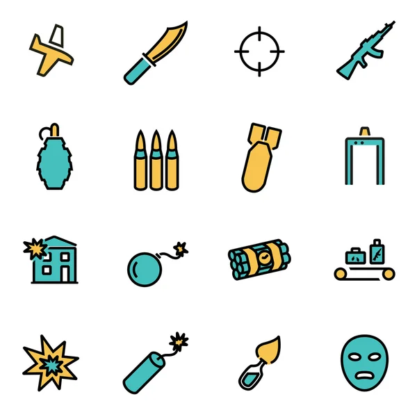 Trendy flat line icon pack for designers and developers. Vector line terrorism set — Stock Vector