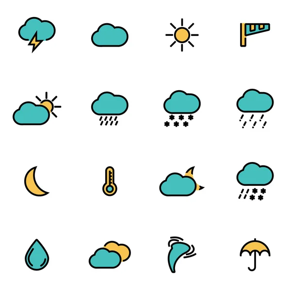 Trendy flat line icon pack for designers and developers. Vector line weather set — Stock vektor
