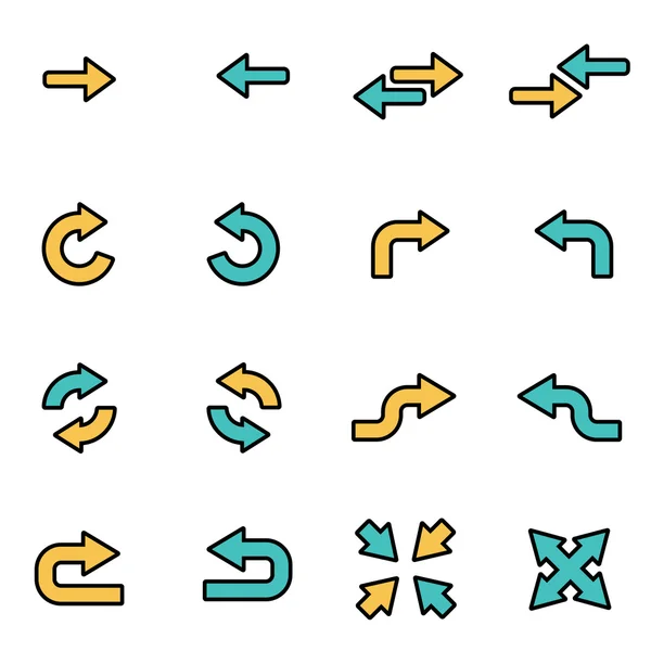 Trendy flat line icon pack for designers and developers. Vector line arrows icon set — ストックベクタ