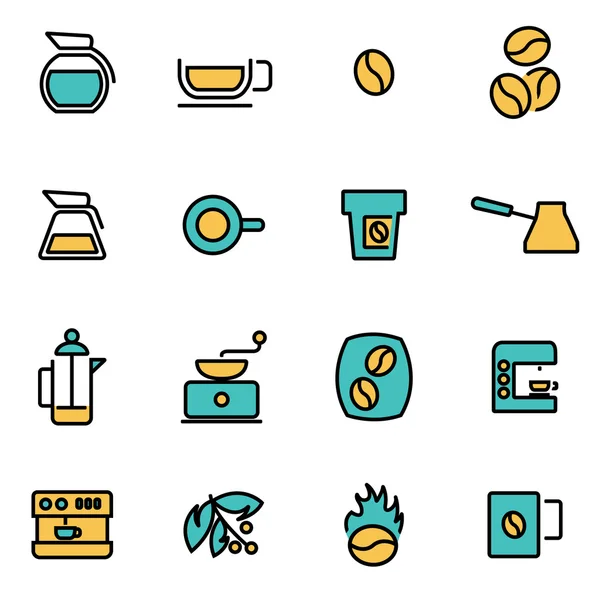 Paquete de iconos de línea plana de moda para diseñadores y desarrolladores. Set de iconos de café de línea vectorial — Archivo Imágenes Vectoriales