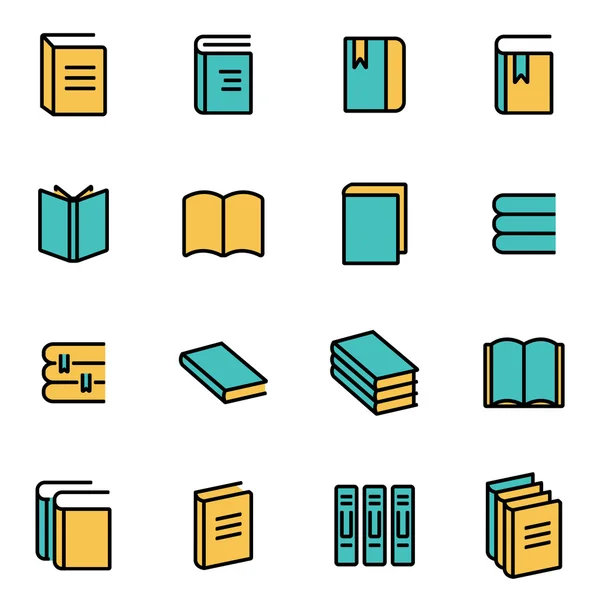 Paquete de iconos de línea plana de moda para diseñadores y desarrolladores. Juego de iconos de libro de línea vectorial — Vector de stock