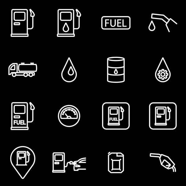 Vector line gas station icon set — Stock Vector