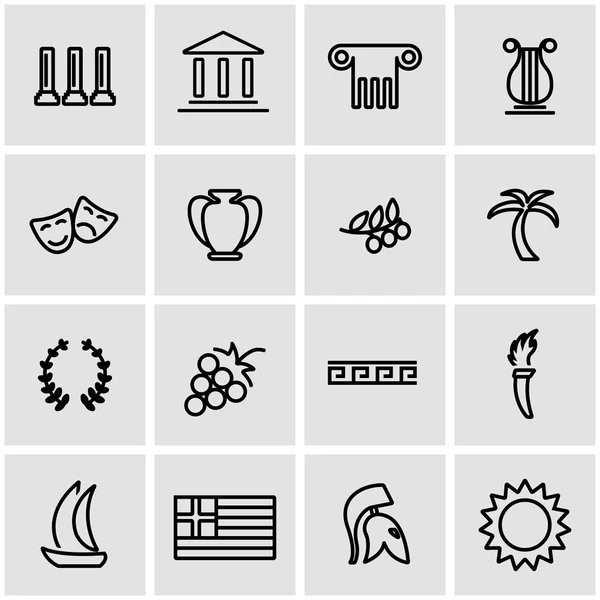 Vector line greece icon set — Stock Vector