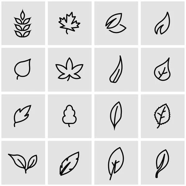 Vector line leaf icon set — Stock Vector