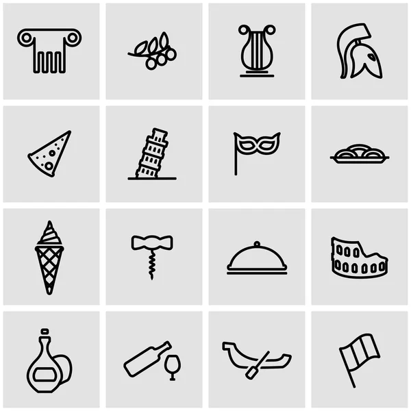 Vektorlinie italienisches Icon Set — Stockvektor