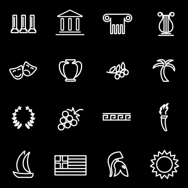 Vector line greece icon set — Stock Vector