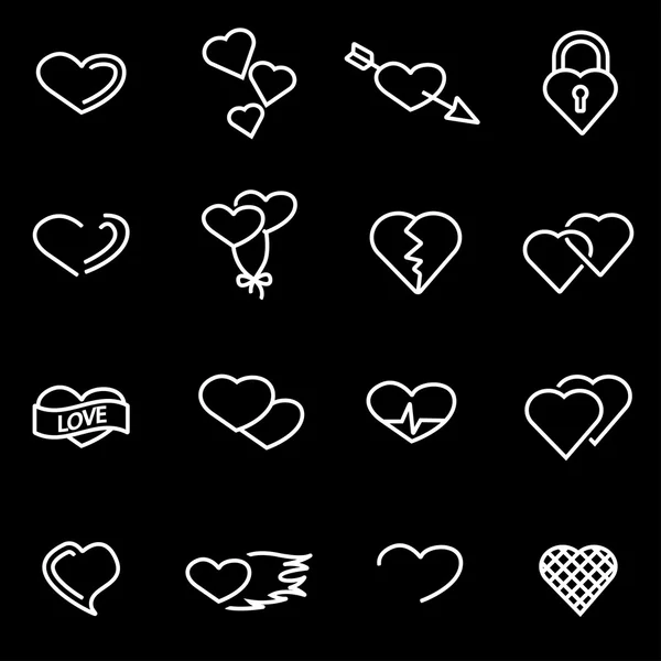 Vektorové čáry srdce sada ikon — Stockový vektor