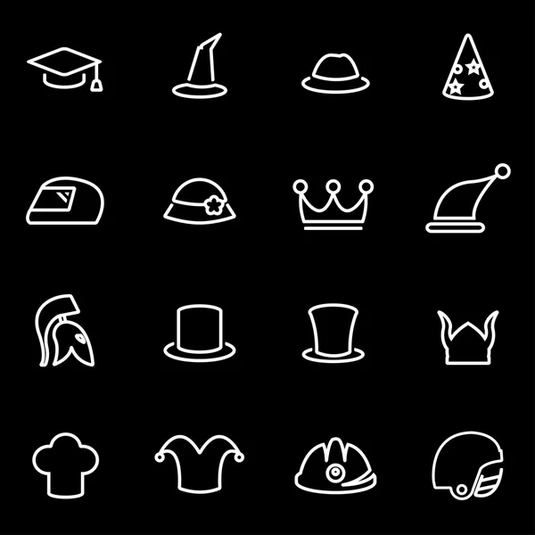 Ensemble casque de ligne vectorielle et icône chapeau — Image vectorielle