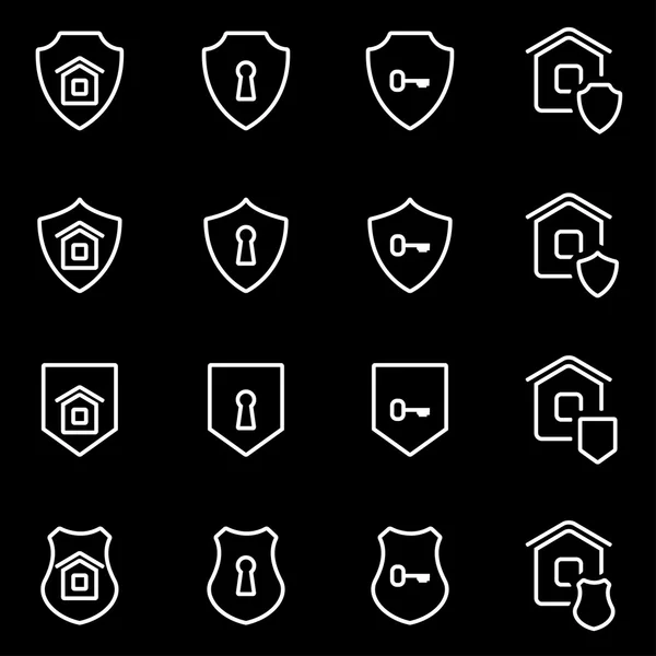 Línea vectorial conjunto de iconos de seguridad para el hogar — Vector de stock