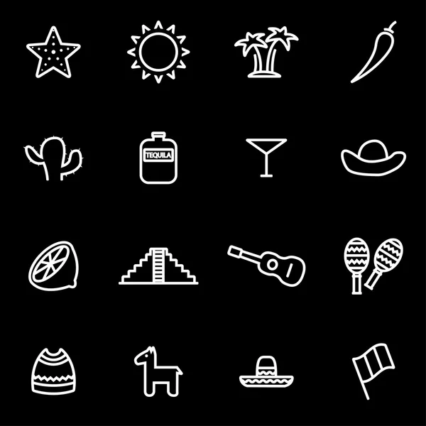 Vector line mexico icon set — Stock Vector