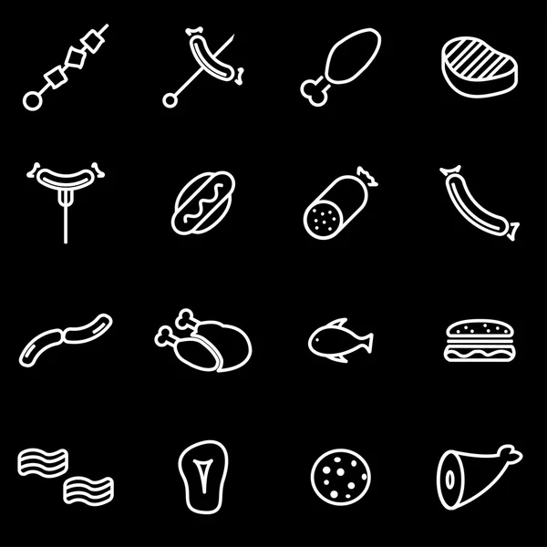 Vector line meat icon set — Stock Vector