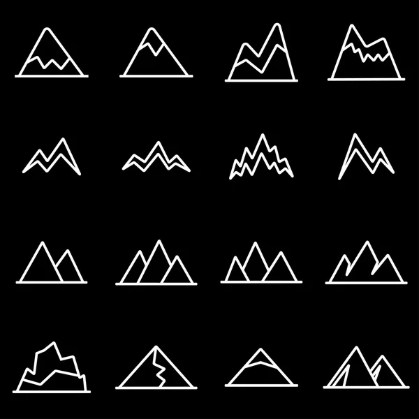 Ensemble d'icônes de montagne ligne vectorielle — Image vectorielle