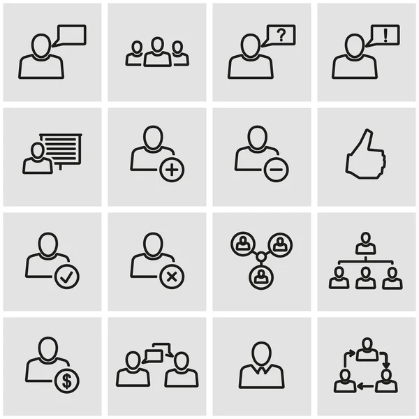 Vector line office people icon set — Stock Vector