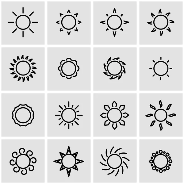 Vector línea sol icono conjunto — Archivo Imágenes Vectoriales