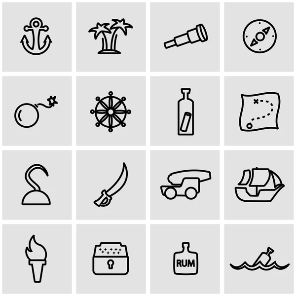 Vector line pirate icon set — Stock Vector