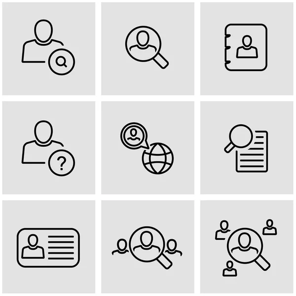 Vector line people search icon set — Stock Vector