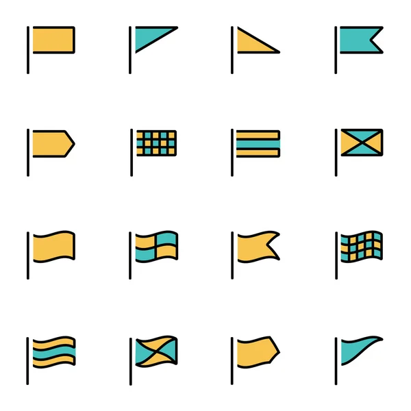 Trendy flat line icon pack for designers and developers. Vector line flags icon set — Stock Vector