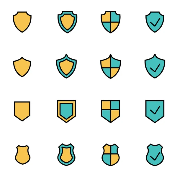 Trendy flat line icon pack for designers and developers. Vector line shield icon set — Stock Vector