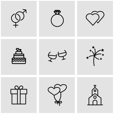 Vektör hat düğün Icon set