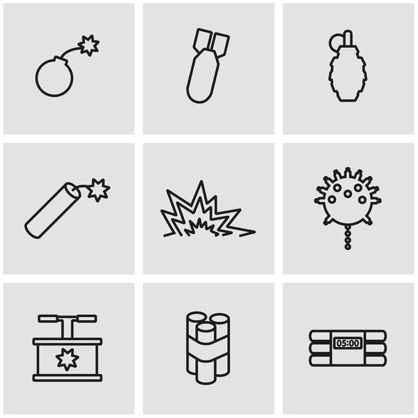 Línea vectorial bomba icono conjunto — Archivo Imágenes Vectoriales