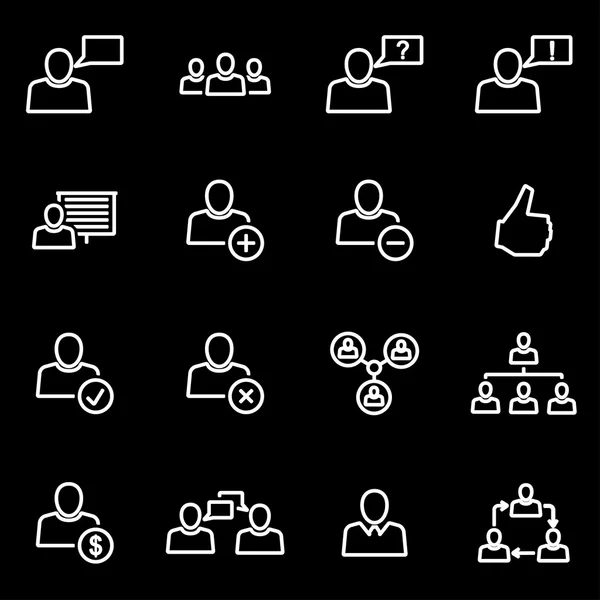 Vector linha de escritório pessoas ícone definido —  Vetores de Stock