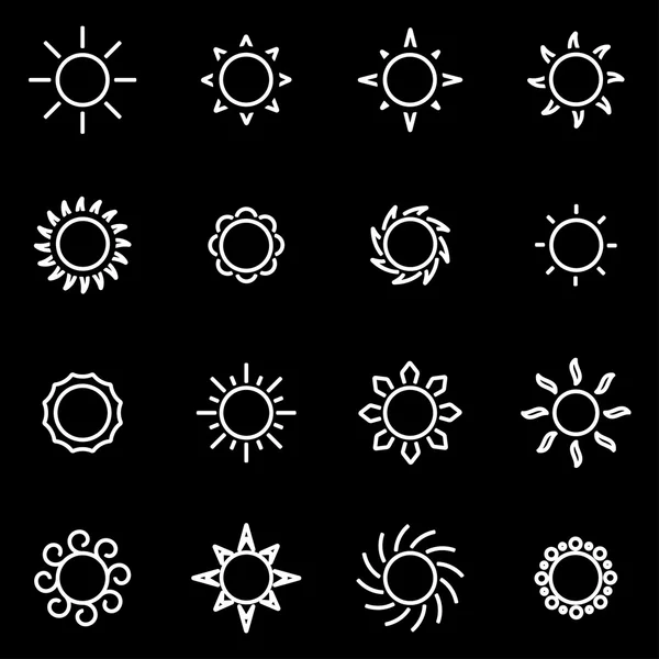 Vector line sun icon set — Stock Vector