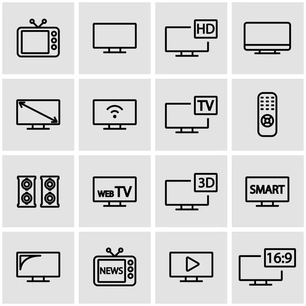 Vector línea tv icono conjunto — Vector de stock