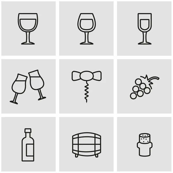 Set di icone del vino della linea vettoriale — Vettoriale Stock