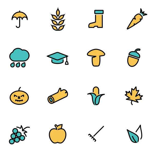 Trendy flat line icon pack for designers and developers. Vector line autumn icon set — Stock Vector